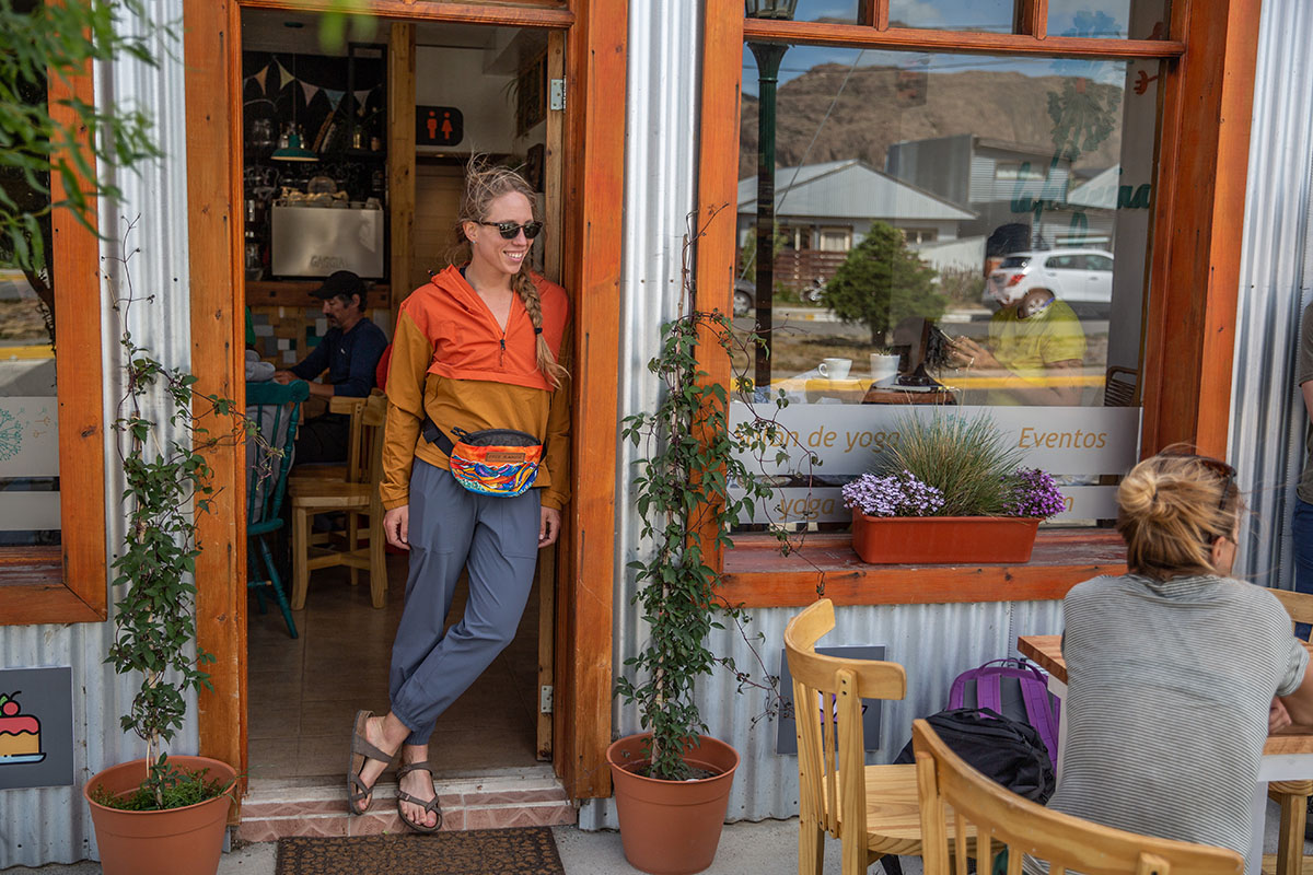 Fanny pack (standing outside of cafe with Free Range Equipment Canvas)